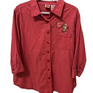 Tweety Looney Tunes Button Up Shirt Red Women's 18 20 pop culture embroidered
